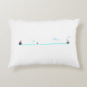 Schattig Pixel Art Piratenschip Jaagt Koopvaardijs Accent Kussen
