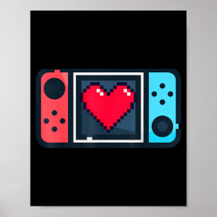 Schattig Pixel Hart Gamer Valentijnsdag T Voor Man Poster