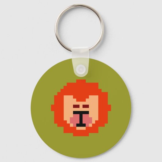 Schattig pixel leeuwengezicht  sleutelhanger (Voorkant)