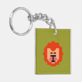 Schattig pixel leeuwengezicht  sleutelhanger (Voorkant Links)