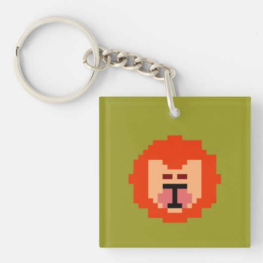 Schattig pixel leeuwengezicht  sleutelhanger (Voorkant)