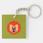 Schattig pixel leeuwengezicht  sleutelhanger (Achterkant)