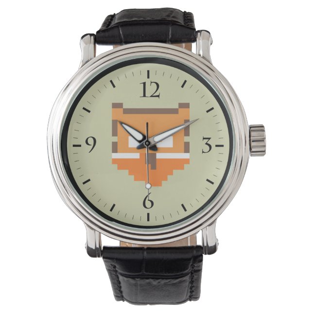 Schattig pixeled vos gezicht horloge (Voorkant)