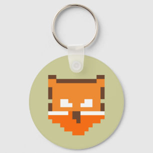 Schattig pixeled vos gezicht sleutelhanger