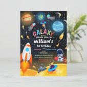 schattig planeet Alien Stars Space Galaxy 1e Verja Kaart (Staand voorkant)
