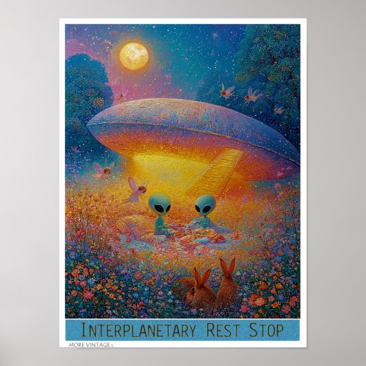 Schattig 'PLANETAIR RUSTPUNT' buitenaards picknick Poster (Voorkant)