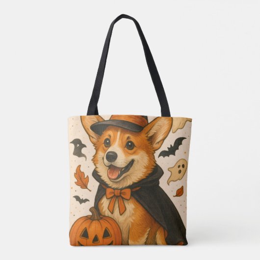 Schattig plezier Halloween Corgi Jack-O-Lantern Tote Bag (Achterkant)