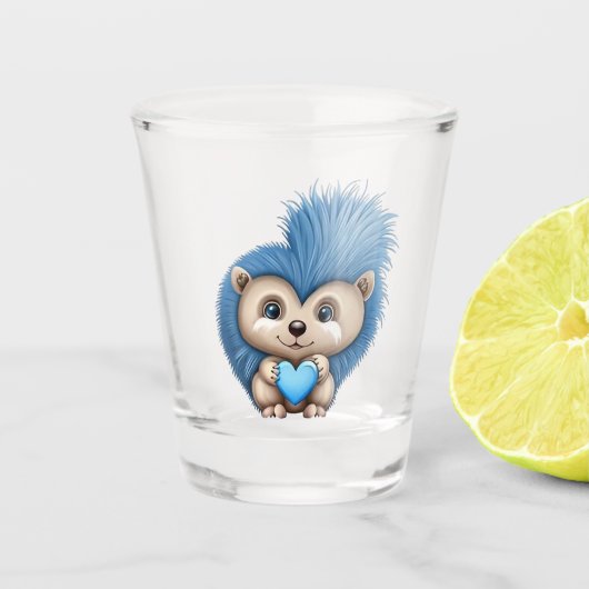 Schattig pluizig blauw dier shot glas (Voorkant)