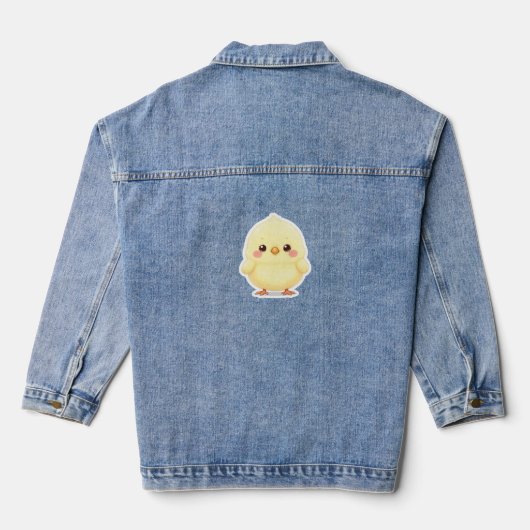 Schattig pluizig Chibi-kuiken Denim Jacket (Achterkant)