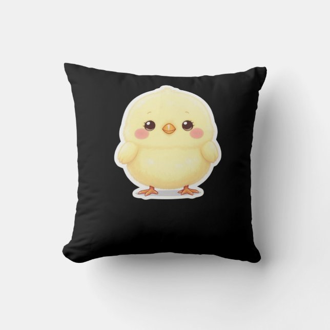 Schattig pluizig Chibi Kuiken Kussen (Voorkant)
