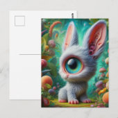 Schattig pluizig eenogig konijn briefkaart (Voorkant / Achterkant)