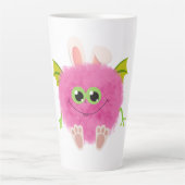 Schattig pluizig konijn monster latte mok (Voorkant)
