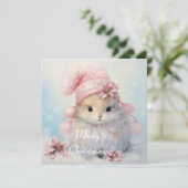 Schattig pluizig konijntje kerst Kaart (Staand voorkant)