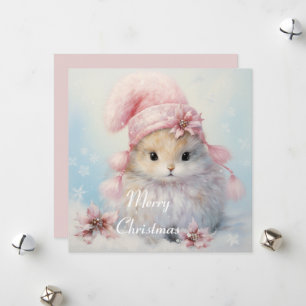 Schattig pluizig konijntje kerst Kaart