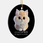 Schattig pluizig sinaasappel en witte kitten cat keramisch ornament (Rechts)