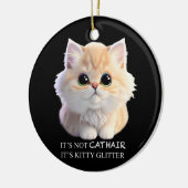 Schattig pluizig sinaasappel en witte kitten cat keramisch ornament (Links)