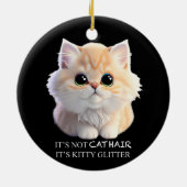 Schattig pluizig sinaasappel en witte kitten cat keramisch ornament (Achterkant)