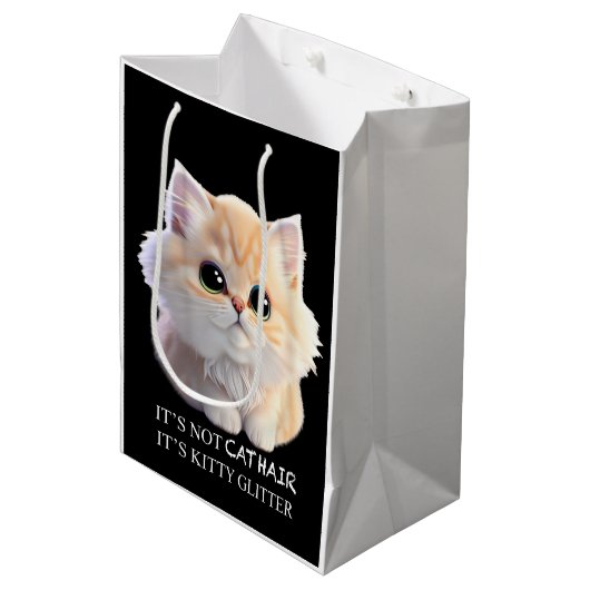 Schattig pluizig sinaasappel en witte kitten cat medium cadeauzakje (Voorkant Gekanteld)