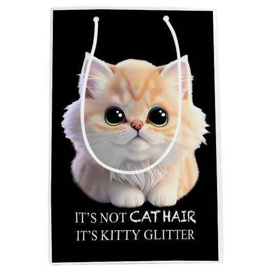 Schattig pluizig sinaasappel en witte kitten cat medium cadeauzakje (Voorkant)