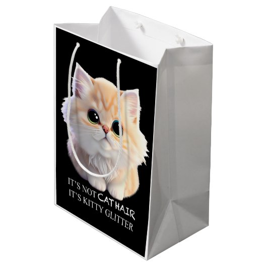 Schattig pluizig sinaasappel en witte kitten cat medium cadeauzakje (Achterkant Gekanteld)