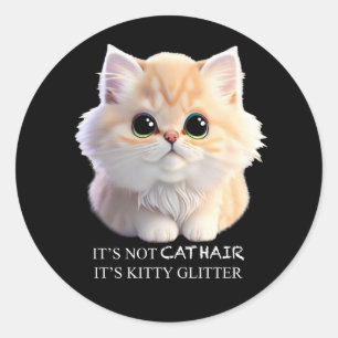 Schattig pluizig sinaasappel en witte kitten cat ronde sticker