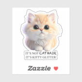 Schattig pluizig sinaasappel en witte kitten cat sticker (Vel)