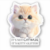 Schattig pluizig sinaasappel en witte kitten cat sticker (Voorkant)