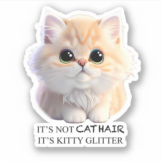 Schattig pluizig sinaasappel en witte kitten cat sticker (Voorkant)