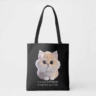 Schattig pluizig sinaasappel en witte kitten cat tote bag