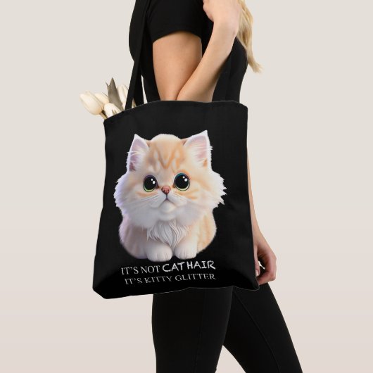 Schattig pluizig sinaasappel en witte kitten cat tote bag (Dichtbij)