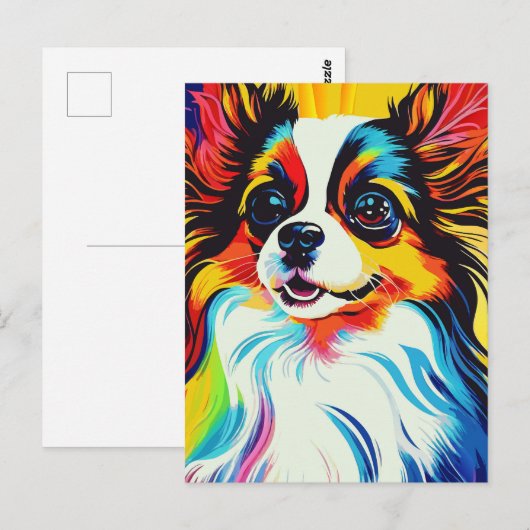 Schattig pluizig Speelgoed Papillon hondenportret Briefkaart (Voorkant / Achterkant)