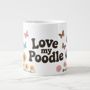 Schattig Poedel Lover Design met Zonnebloemen Grote Koffiekop