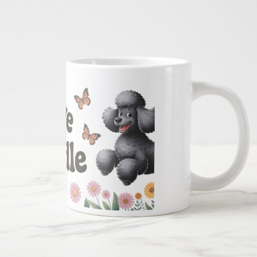 Schattig Poedel Lover Design met Zonnebloemen Grote Koffiekop (Rechts)