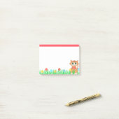 Schattig poes katje, bloemen & gras post-it® notes (Op bureau)