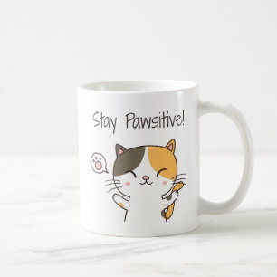 Schattig poesje blijf positief woordgrapje koffiemok