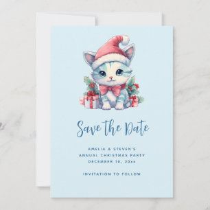 Schattig poesje in een kerstmuts Kerstmis Save The Date