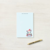 Schattig poesje in een kerstmuts post-it® notes (Op bureau)