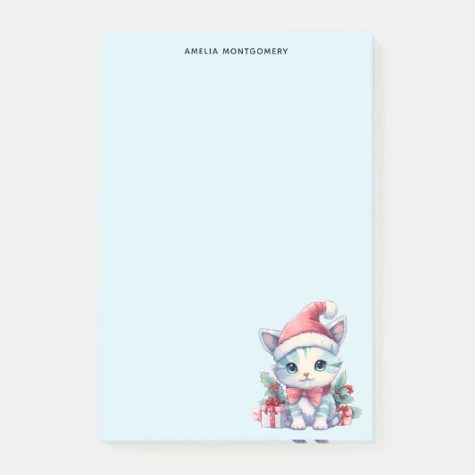 Schattig poesje in een kerstmuts post-it® notes (Voorkant)
