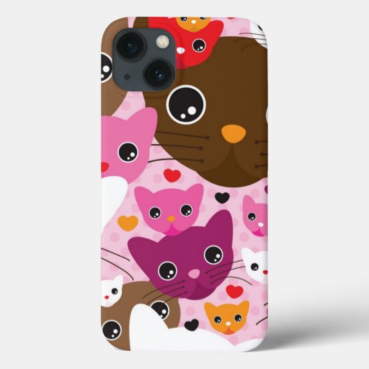schattig poesje kat achtergrondpatroon Case-Mate iPhone case (Achterkant)
