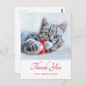 Schattig poesje kat bijt in rode kerstman hoed Ker Briefkaart (Voorkant / Achterkant)