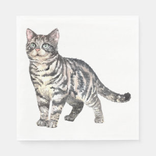 Schattig Poesje Kitten Grijze Tijger Kat Servet