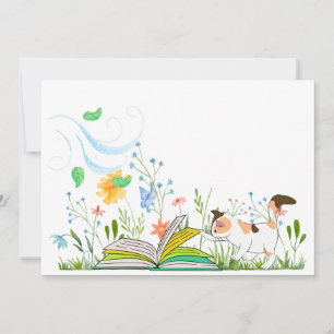 Schattig poesje leest in de tuin kaart