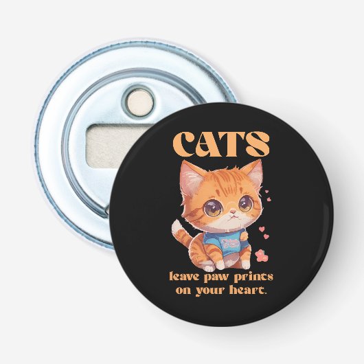schattig poesje liefde button flesopener (Voorkant)