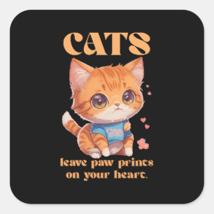 schattig poesje liefde vierkante sticker