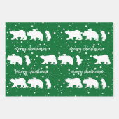 Schattig Polar Beer Familie kerstgroen Inpakpapier Vel (Voorkant 3)