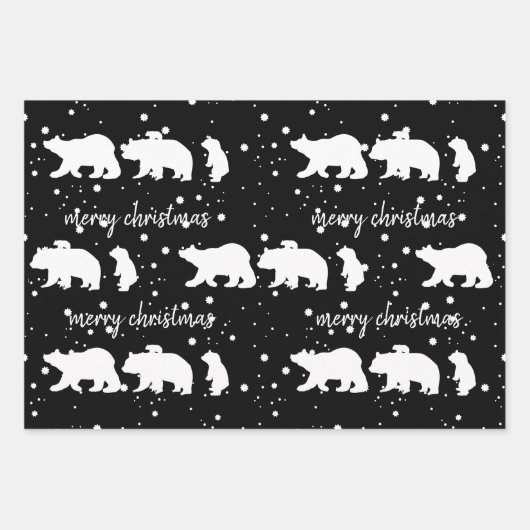Schattig Polar Beer: Kerstmis zwart Inpakpapier Vel (Voorkant 3)
