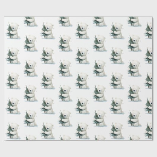 Schattig Polar Beer Knuffelen Kerstboom, Schattige Cadeaupapier (Vlak)