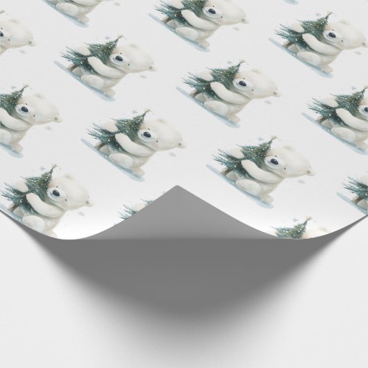 Schattig Polar Beer Knuffelen Kerstboom, Schattige Cadeaupapier (Hoek)