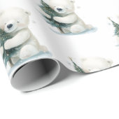 Schattig Polar Beer Knuffelen Kerstboom, Schattige Cadeaupapier (Rol Hoek)
