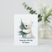 Schattig Polar Beer Knuffelen Kerstboom, Schattige Feestdagenkaart (Staand voorkant)